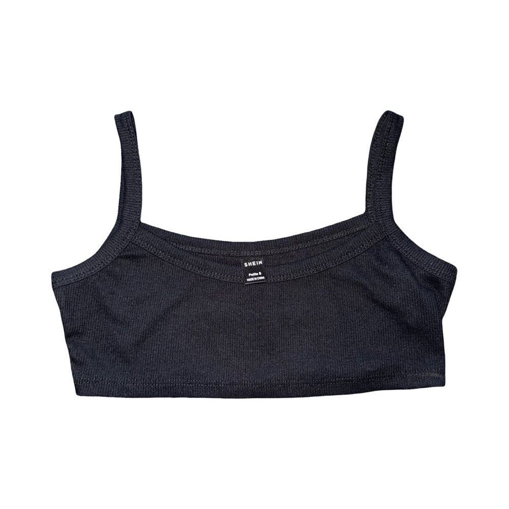 🖤 Black Ribbed Micro Crop Tank (SHEIN – Petite Small)